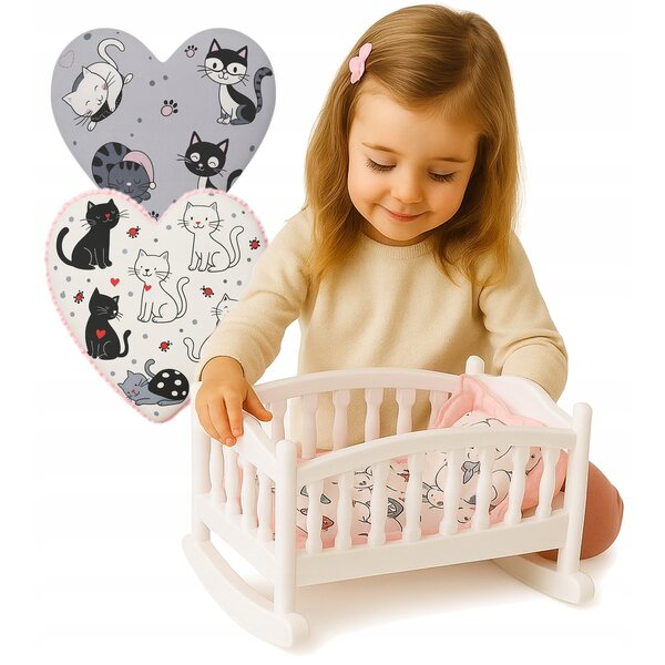 Culla per bambole Raj Malucha, 45 cm, con set di biancheria da letto, prodotto polacco