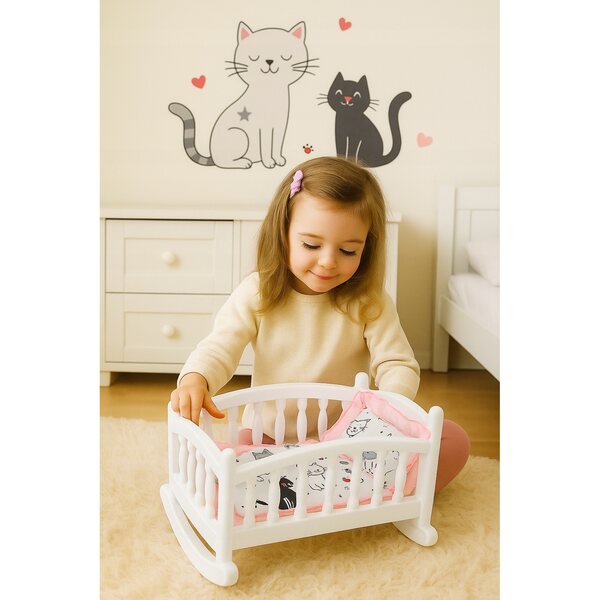 Culla per bambole Raj Malucha, 45 cm, con set di biancheria da letto, prodotto polacco