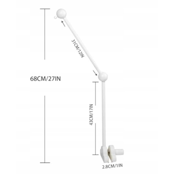 Braccio mobile in legno bianco per lettino, altezza 73 cm, per bambini 0+