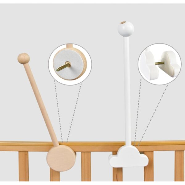 Braccio mobile in legno bianco per lettino, altezza 73 cm, per bambini 0+