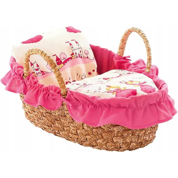 Babytrage, Weidenkorb für Puppen, 45 cm, mit Bayer Chic-Bettwäsche