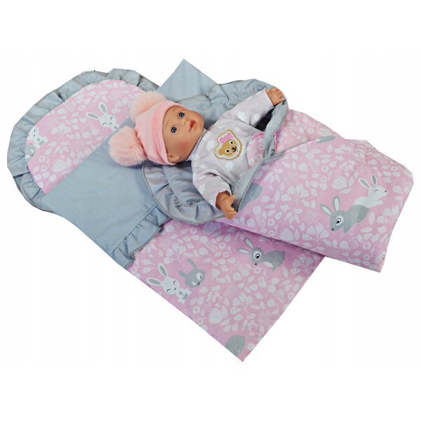 Komplettes Puppenbettwäscheset aus Baumwolle mit großer Decke und Kissen