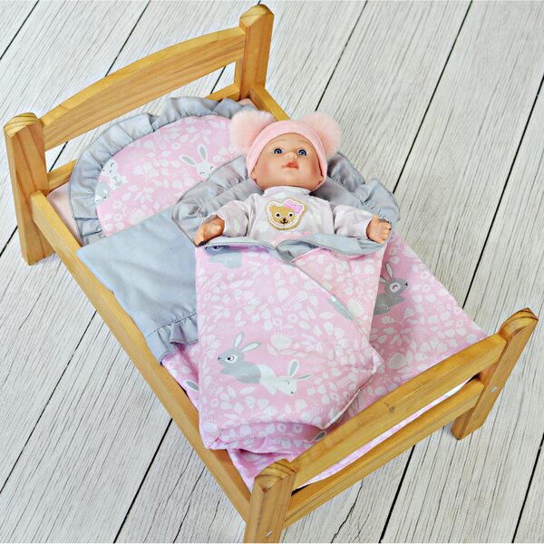 Komplettes Puppenbettwäscheset aus Baumwolle mit großer Decke und Kissen