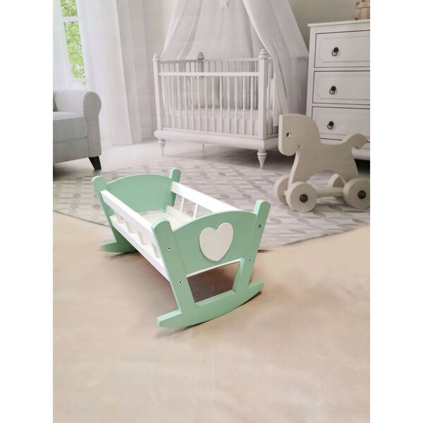 Holzwiege für LoveGifts-Puppen mit Sternbettung 54x35x34 cm