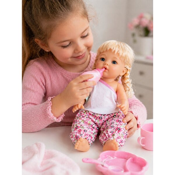 Elegantes Outfit für 30–35 cm große Puppen mit rosa Sommerbluse und Shorts