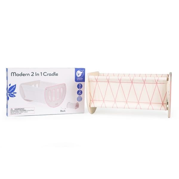 E lettino culla 2 in 1 per bambole in legno Classic World, età 3+