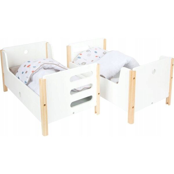 Letto a castello in legno per bambole con coperte e cassettiera 50x28x48 cm