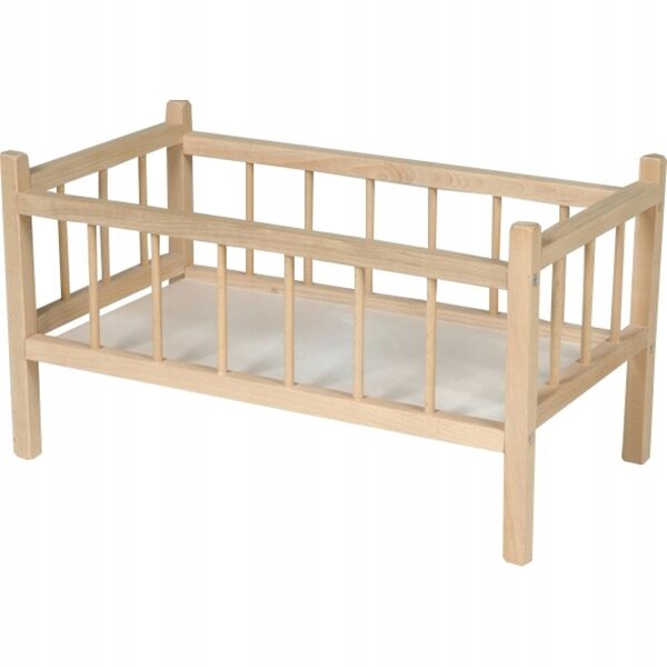 Holzbett für Teddies-Puppen 49x28x28 cm für Mädchen ab 3 Jahren