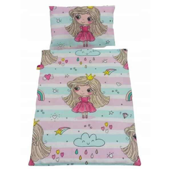 Komplettes Puppenbettwäsche-Set aus Baumwolle für Kinderbett und Kinderwagen