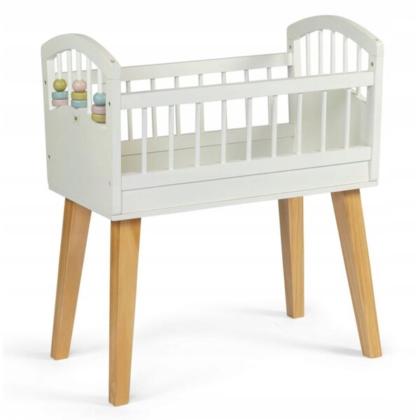 Puppenbett aus Holz im skandinavischen Stil mit Pastellverzierungen von Astrup