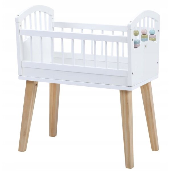 Puppenbett aus Holz im skandinavischen Stil mit Pastellverzierungen von Astrup
