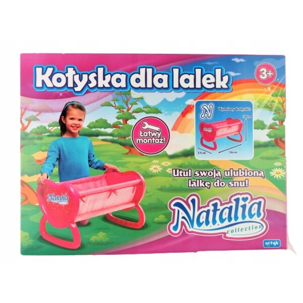 Culla per bambole Natalia rosa, ideale per bambine da 3 anni in su