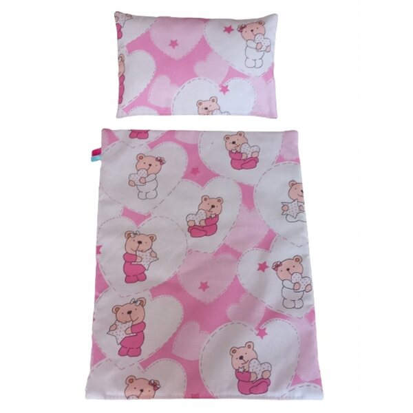 Set Completo di Lenzuola in Cotone per Bambole Doreen con Cuscino e Coperta