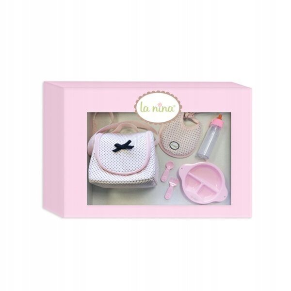 La Nina Torba con Accessori per Alimentazione Bambole Charlotte 65031 Rosa con Pois