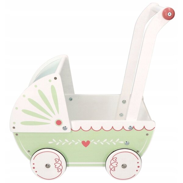 Pastellgrüner Puppenwagen aus dunklem Holz ab 18 Monaten von Adam Toys