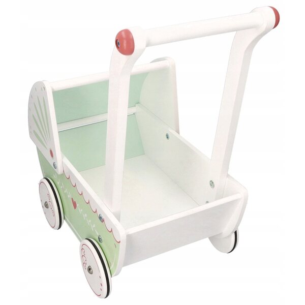 Pastellgrüner Puppenwagen aus dunklem Holz ab 18 Monaten von Adam Toys