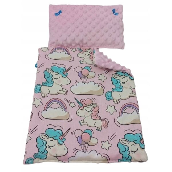 Komplettes Puppenbettwäscheset mit hypoallergener Decke und Kissen