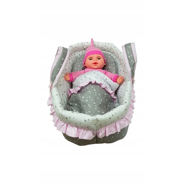 Babytrage mit Bettwäsche für Puppen bis 38 cm, 45 cm, Baumwollstoff