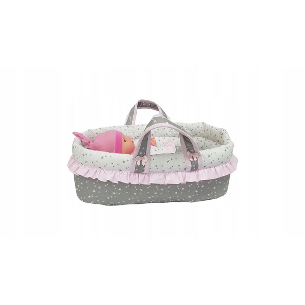 Babytrage mit Bettwäsche für Puppen bis 38 cm, 45 cm, Baumwollstoff