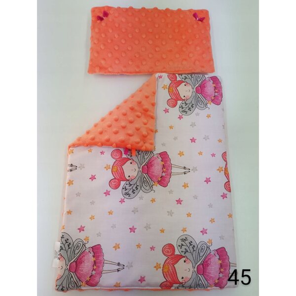 Lettino in legno bianco per bambole con set completo di biancheria in cotone e minky