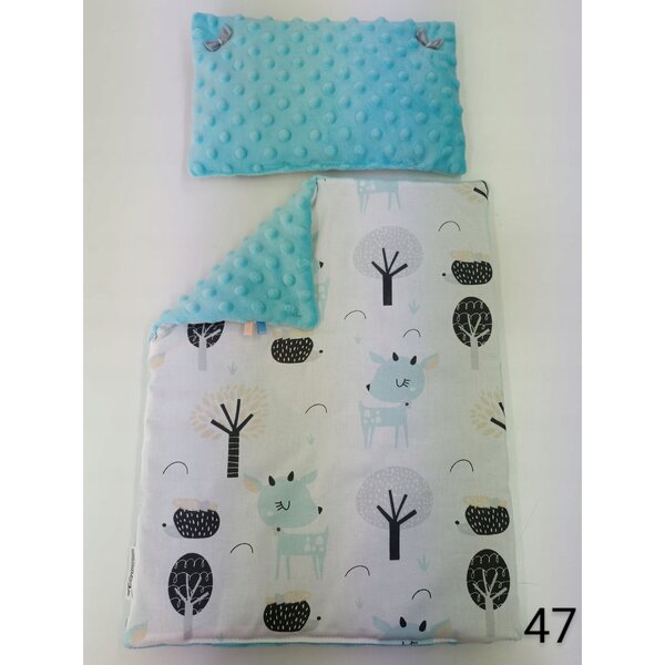Lettino in legno bianco per bambole con set completo di biancheria in cotone e minky
