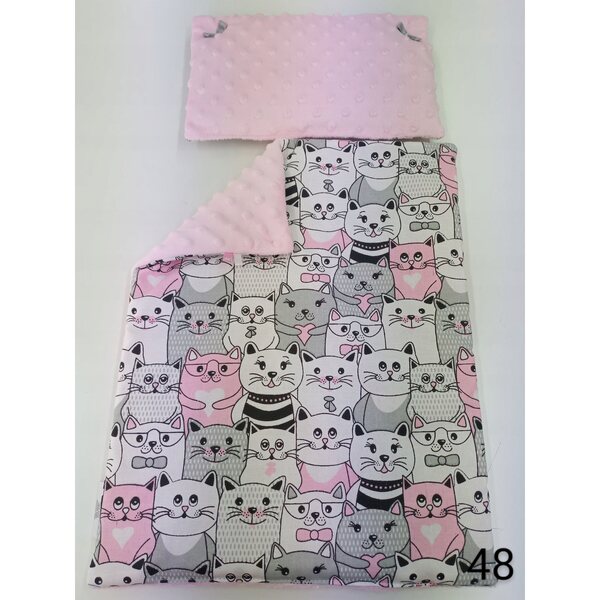 Lettino in legno bianco per bambole con set completo di biancheria in cotone e minky