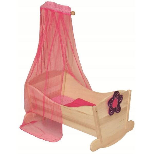 Roba Happy Fee Lettino per Bambole in Legno e Tessuto Rosa per Bambini 18m+