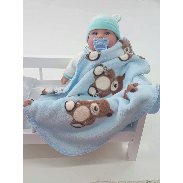 Puppendecke, doppelseitiges Fleece, Teddybärmuster, 50x50 cm, weich und flauschig