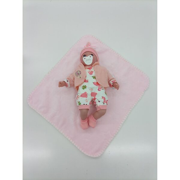 Eine Puppendecke, flauschig mit Sternen, weich, rosa, 53 x 50 cm