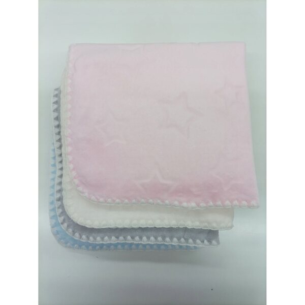 Eine Puppendecke, flauschig mit Sternen, weich, rosa, 53 x 50 cm