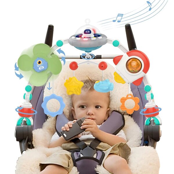 Gioco sensoriale per passeggino con arco e sonagli per bambini da 0 a 12 mesi