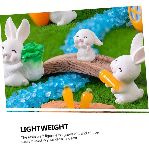 Set 5 Mini Statuette Conigli in Resina per Decorazioni Casa e Giardino