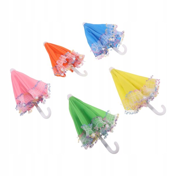 Dekorative Mini-Spitzenschirme für Puppen – Set mit 5 bunten Teilen