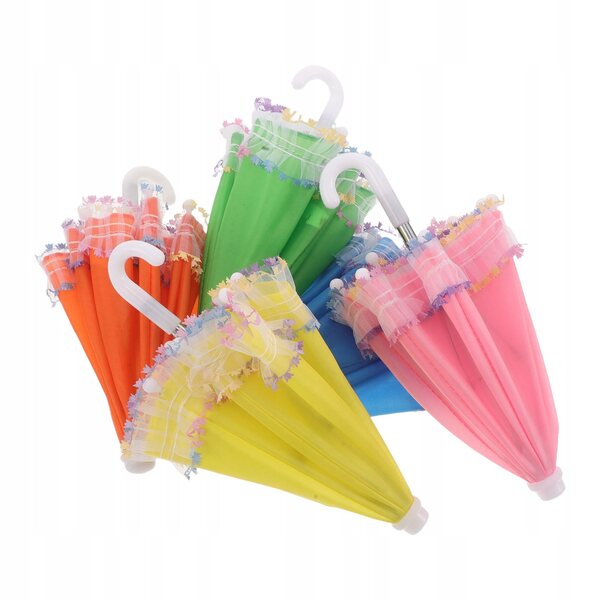 Dekorative Mini-Spitzenschirme für Puppen – Set mit 5 bunten Teilen