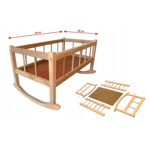 Culla per bambole Rappa 50x28 cm in plastica per bambini 3+ anni