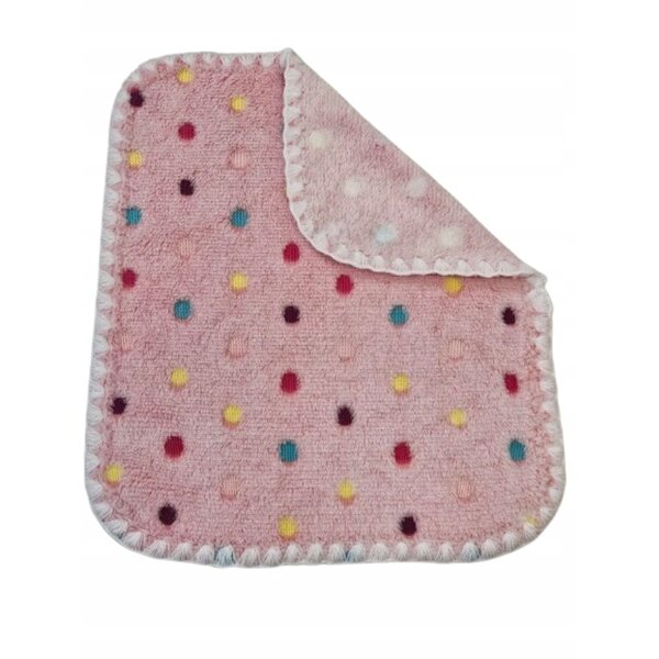 Morbida coperta per bambole double face, rosa a pois, 31x24 cm