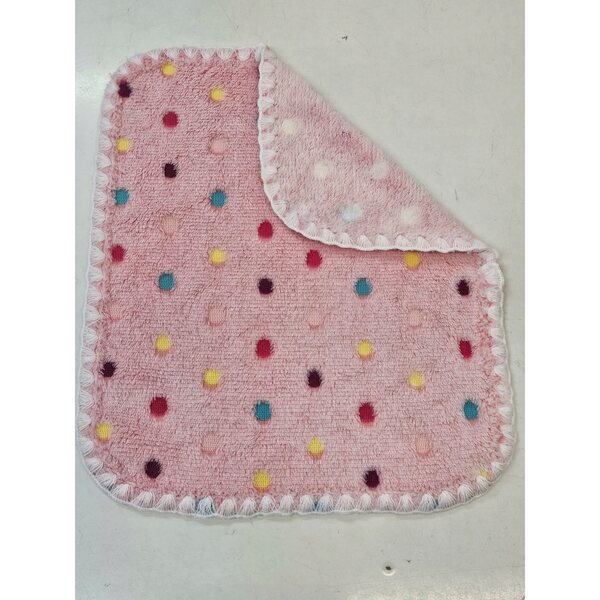 Morbida coperta per bambole double face, rosa a pois, 31x24 cm