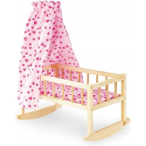 Schaukelbett aus Holz für Pinolino 251010 rosa Puppen, ab 3 Jahren