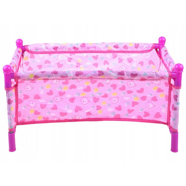 Set 5 in 1 per bambole con lettino, passeggino e seggiolone rosa Jokomisiada