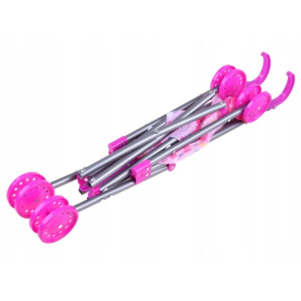 Set 5 in 1 per bambole con lettino, passeggino e seggiolone rosa Jokomisiada