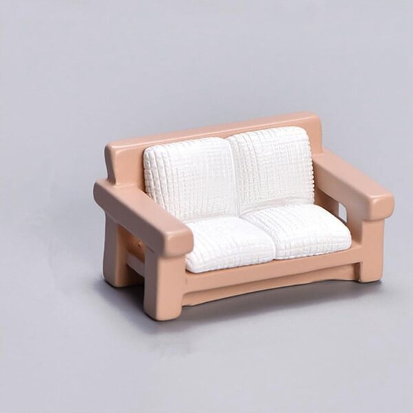 Lot de 2 miniatures de canapé et table basse en résine pour décoration miniature
