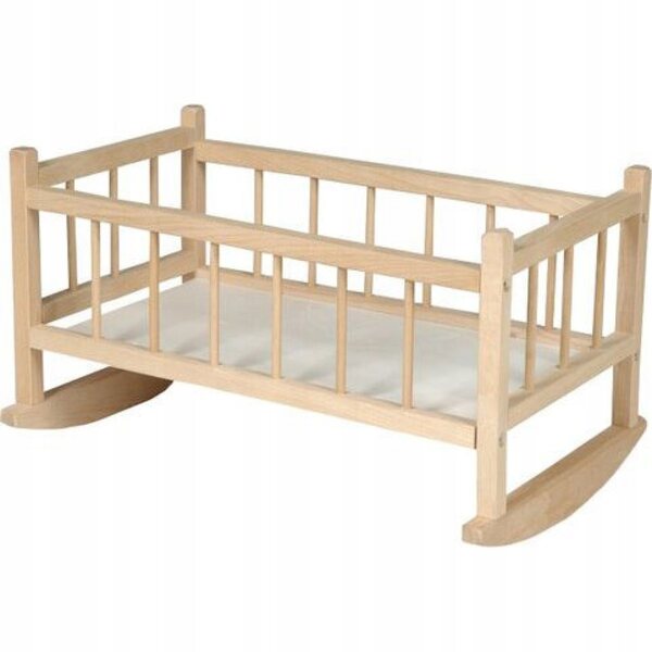 Holzwiege für Teddies-Puppen, hochwertig, Maße 49x28x27 cm