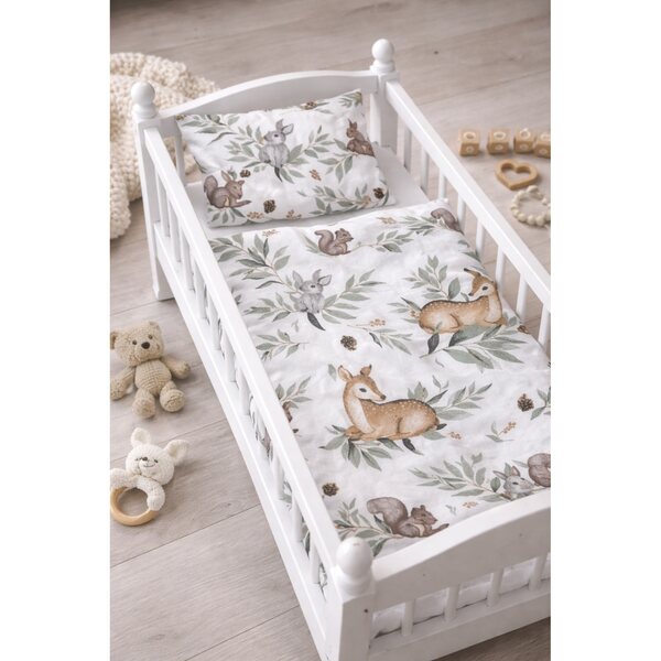 Premium-Bettwäsche für Leśna Polanka-Puppen – Ecru-Beige, hochwertige Baumwolle