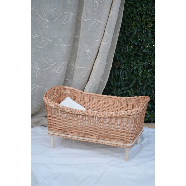 Letto in vimini naturale ecrù per bambole, grande, fatto a mano, perfetto per la cameretta dei bambini