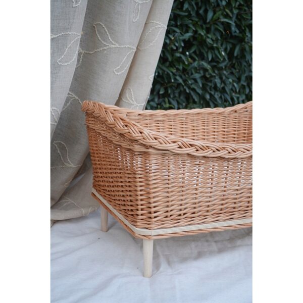 Letto in vimini naturale ecrù per bambole, grande, fatto a mano, perfetto per la cameretta dei bambini