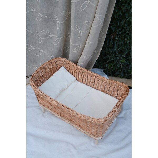 Letto in vimini naturale ecrù per bambole, grande, fatto a mano, perfetto per la cameretta dei bambini