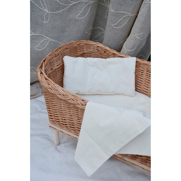 Letto in vimini naturale ecrù per bambole, grande, fatto a mano, perfetto per la cameretta dei bambini