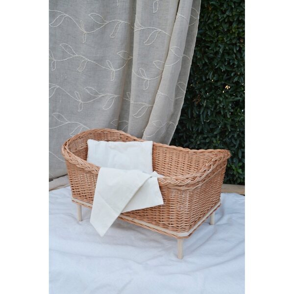 Letto in vimini naturale ecrù per bambole, grande, fatto a mano, perfetto per la cameretta dei bambini