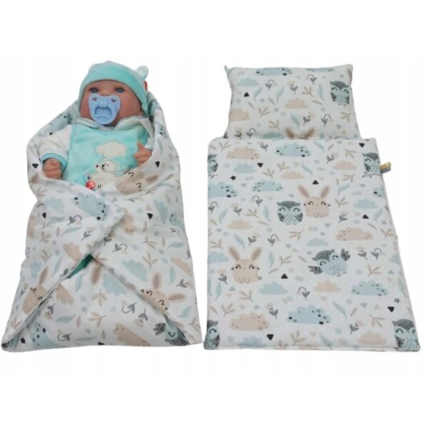Puppenbettwäscheset mit antiallergischer Decke, Decke und Kissen
