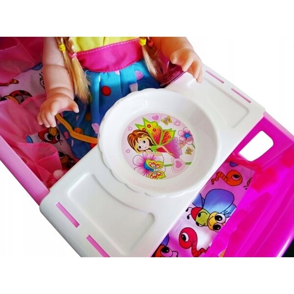 Culla per Bambole con Tessile e Vassoio per il Gioco per Bambine